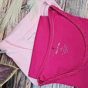 NEW TWO WHITE STAG PINK SHORT SLEEVE PULLOVER TEES